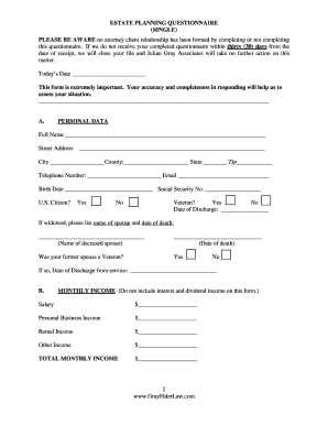 Estate Planning Questionnaire