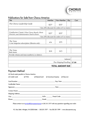 Chorus America Publications Order Form