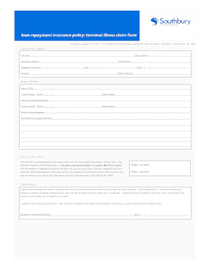Loan Repayment Insurance Terminal Illness Claim Form