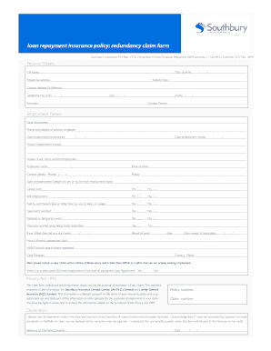 Loan Repayment Insurance Redundancy Claim Form