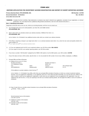 Form ADV Investment Adviser Registration