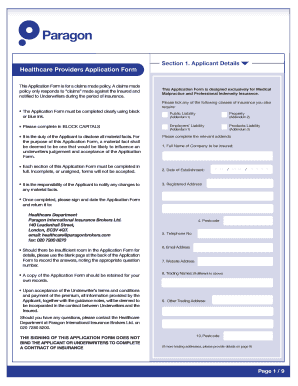 Healthcare Providers Application Form