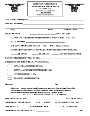 ABATE of Florida Membership Application