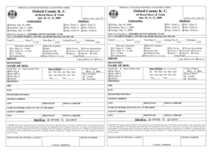 Canadian Kennel Club Entry Form