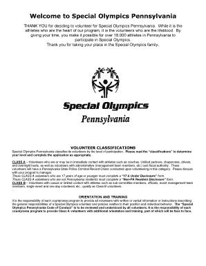 Special Olympics Pennsylvania Volunteer Application