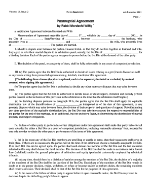 Postnuptial Agreement Arbitration Form