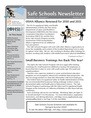 Safe Schools Newsletter Registration Form