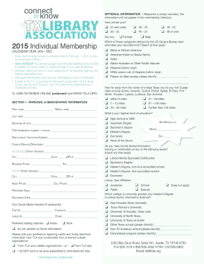Texas Library Association Membership Application