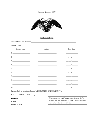 National Junior ACRY Membership Form