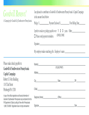 Goodwill Capital Campaign Pledge Form