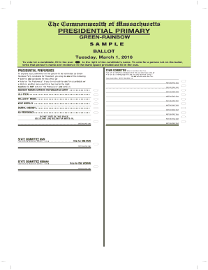 Green-Rainbow Party Presidential Primary Ballot