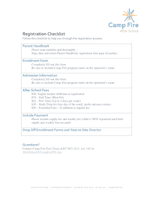 Camp Fire First Texas Enrollment Form