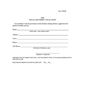 Installer Permit Application