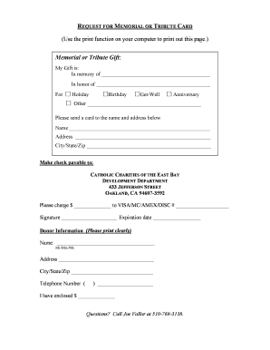 Memorial or Tribute Card Request Form