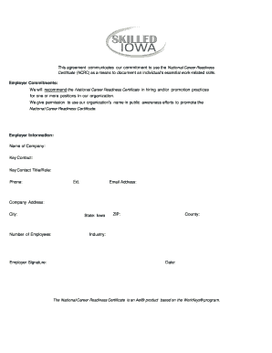 National Career Readiness Certificate Employer Agreement