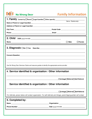 No Wrong Door Family Information Form