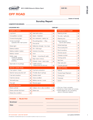 CAMS Off Road Event Scrutineer Report