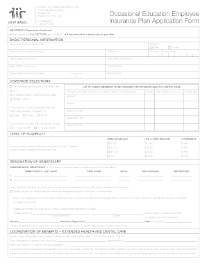 Ontario Teachers Insurance Plan Application Form