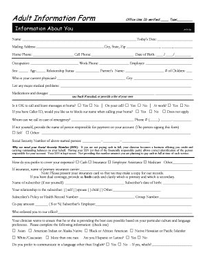 Adult Information Form