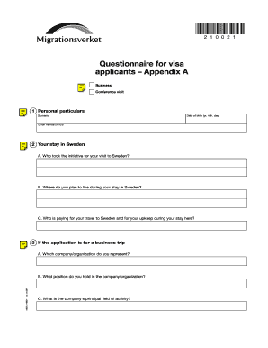 Visa Application Questionnaire for Business Conference Visit