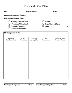 Personal Goal Plan Form