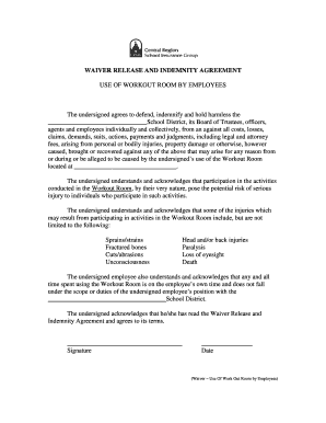 Employee Workout Room Waiver Release