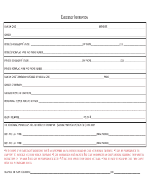 Emergency Information Form