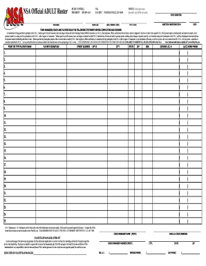 NSA Adult Team Roster Form