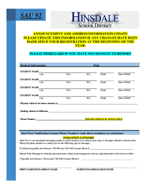 Student Information Update Form