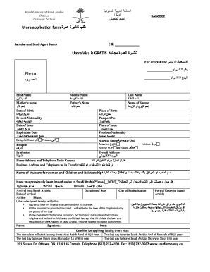 Saudi Arabia Umra Visa Application Form
