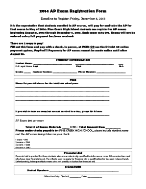 2014 AP Exam Registration Form