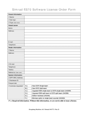 Simrad ES70 Software License Order Form