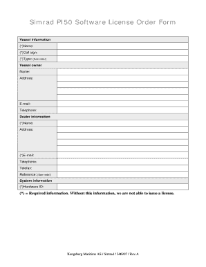 Simrad PI50 Software License Order Form