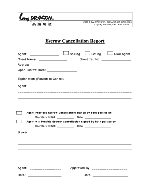 Escrow Cancellation Report