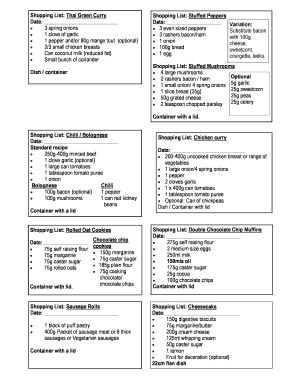 Grocery Shopping List Template
