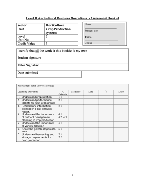 Level II Crop Production Assessment Booklet