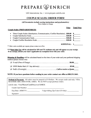 Couple Scales Order Form