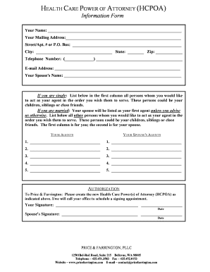 Health Care Power of Attorney Form