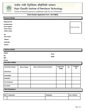 Online Student Application Form - 2014 (MBA)
