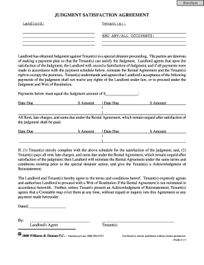Judgment Satisfaction Agreement