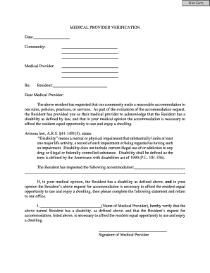 Medical Provider Verification Form