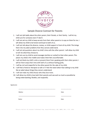 Divorce Contract for Parents