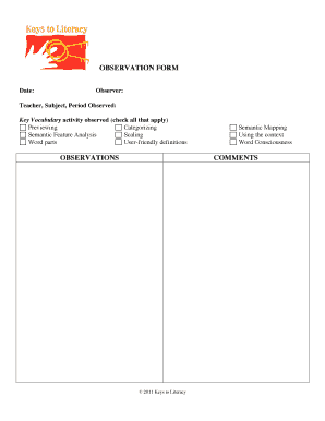 Teacher Observation Form