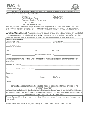 Medicare Prescription Drug Coverage Determination Form
