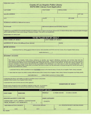 Los Angeles Public Library Card Application