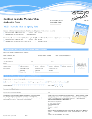Sentosa Islander Membership Application Form