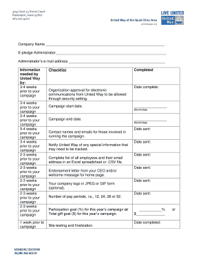 United Way E-Pledge Campaign Information Checklist