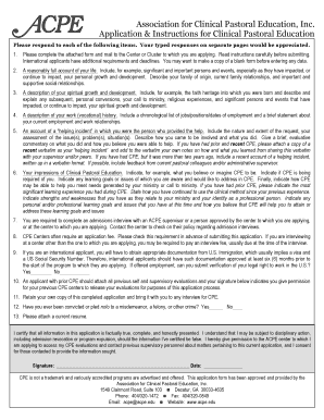Clinical Pastoral Education Application