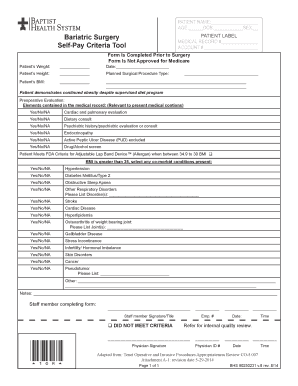 Bariatric Surgery Patient Label