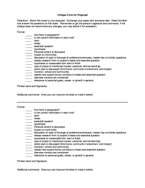 Proposal Critique Form
